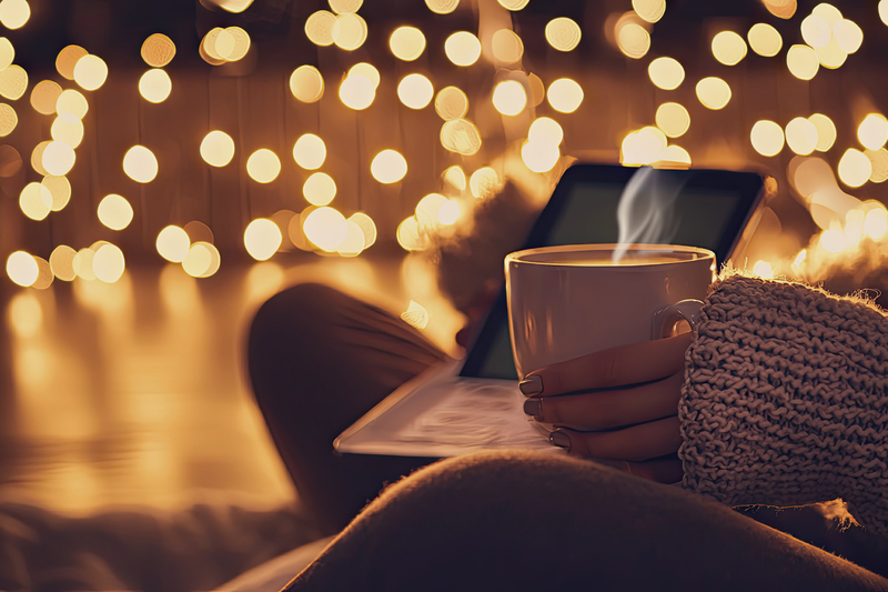 Wieczorny grudniowy rytuał spokoju z herbatą i aromaterapią