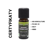 Certyfikaty jakości olejku eterycznego kadzidłowego BIO Aroma Łysoń – AB Agriculture, FR-BIO-10, HECT i HBBD.