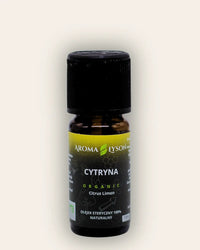 Olejek eteryczny cytrynowy BIO 10 ml Aroma Łysoń – naturalny olejek aromaterapeutyczny z cytryny, 100% czysty i ekologiczny.