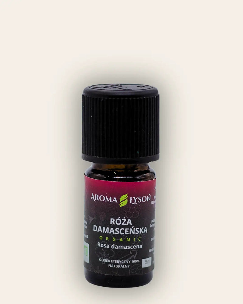 Olejek eteryczny z Róży Damasceńskiej BIO 10 ml Aroma Łysoń – naturalny olejek aromaterapeutyczny z Róży Damasceńskiej, 100% czysty i ekologiczny.