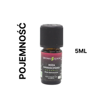 Olejek eteryczny z Róży Damasceńskiej BIO Aroma Łysoń – pojemność 10 ml, naturalny olejek 100% z certyfikatem BIO.