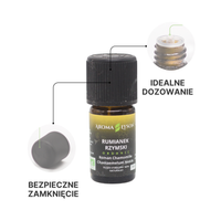 Olejek eteryczny Rumianek Rzymski BIO Aroma Łysoń – bezpieczne zamknięcie i idealne dozowanie kropli.