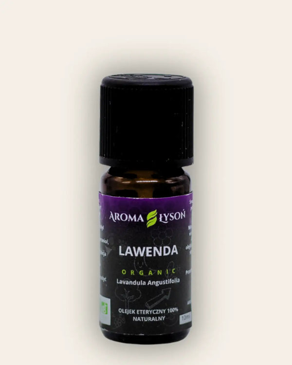 Olejek eteryczny lawendowy BIO 10 ml Aroma Łysoń – naturalny olejek aromaterapeutyczny z lawendy, 100% czysty i ekologiczny.