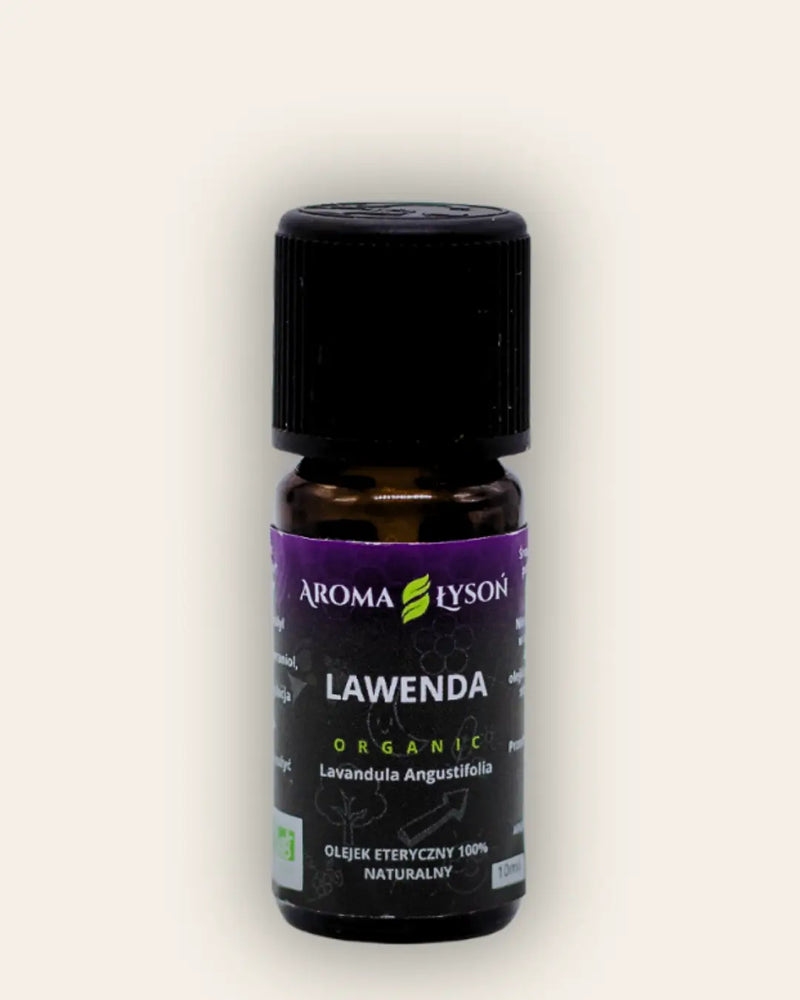 Olejek eteryczny lawendowy BIO 10 ml Aroma Łysoń – naturalny olejek aromaterapeutyczny z lawendy, 100% czysty i ekologiczny.